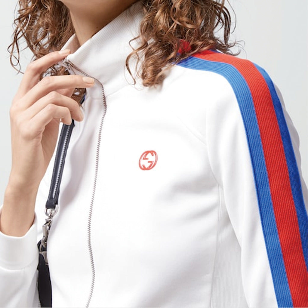 (WMNS) Gucci Technical Jersey Zip Jacket With Web 'Off White' 773012-XJF7L-9799