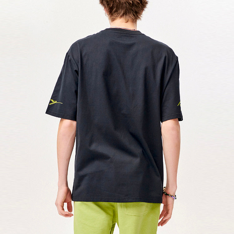 FILA FUSION Logo Embroidered Loose Sports Short Sleeve Black T11M123107F-BK