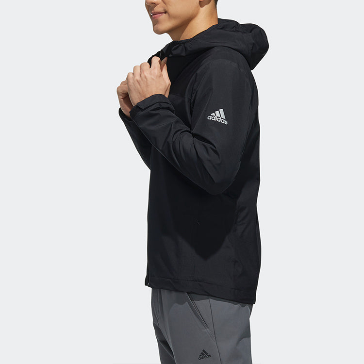 adidas Wandertag Sol J Solid Color Zipper waterproof Hooded Jacket Black FI6646