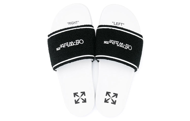 Off-White Sliders 'Towel - White Black' OMIC001R21MAT0030110