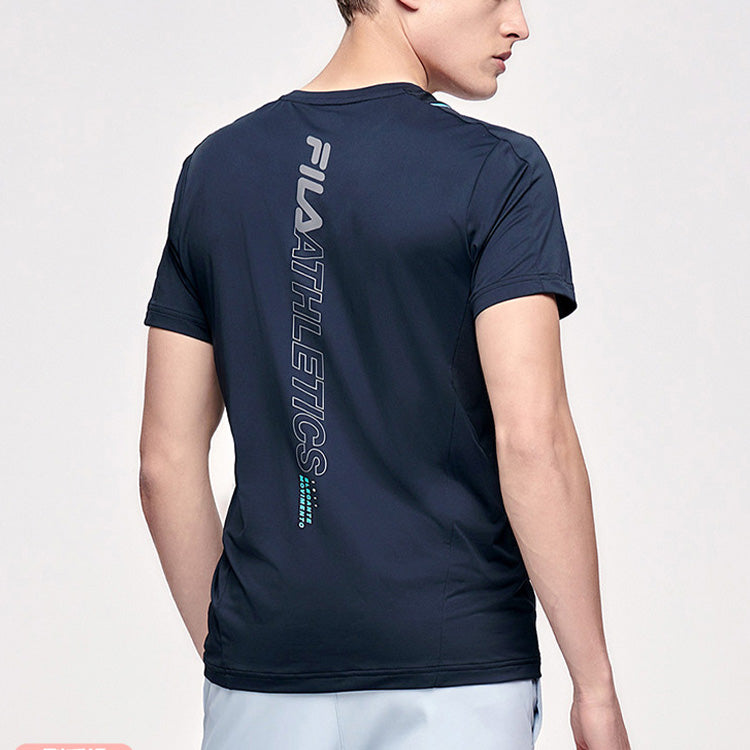 FILA Logo Alphabet Printing Loose Round Neck Short Sleeve Black A11M122101F-BK