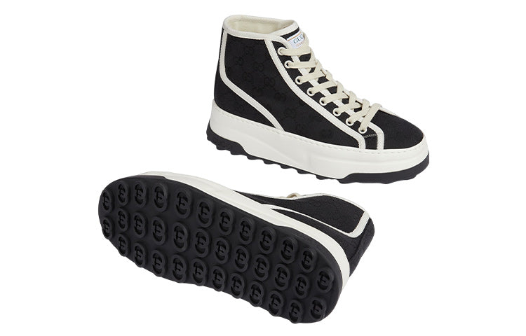 (WMNS) Gucci GG Blooms High-Top Sneakers 'Black White' 746768-20Q20-1043