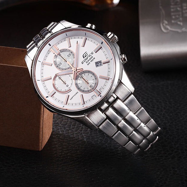 CASIO Quartz EDIFICE Stainless Steel Strap Mens Silver Analog EFB-530D-7A2021