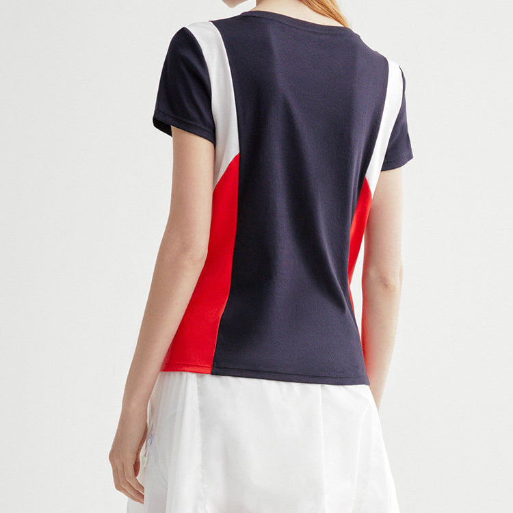 (WMNS) FILA Casual Contrasting Colors Sports Short Sleeve Blue F11W021119F-NV