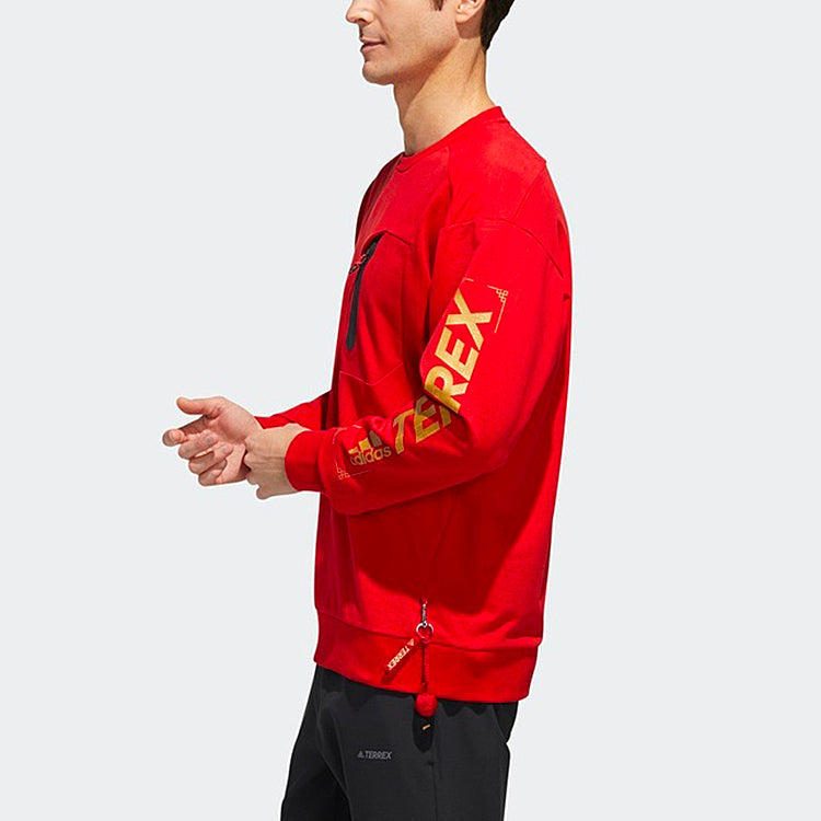 adidas Cny Crew Sweat Outdoor Sports Pullover Red FN0793