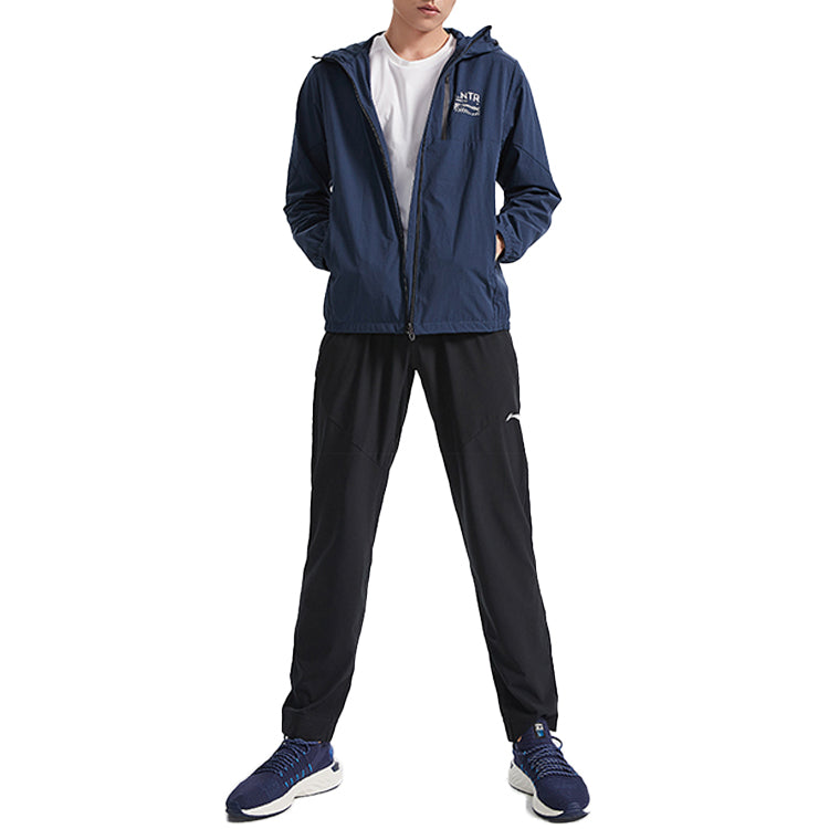 Li-Ning Training Series Alphabet Printing Sports Hooded Jacket Blue AFDQ353-3