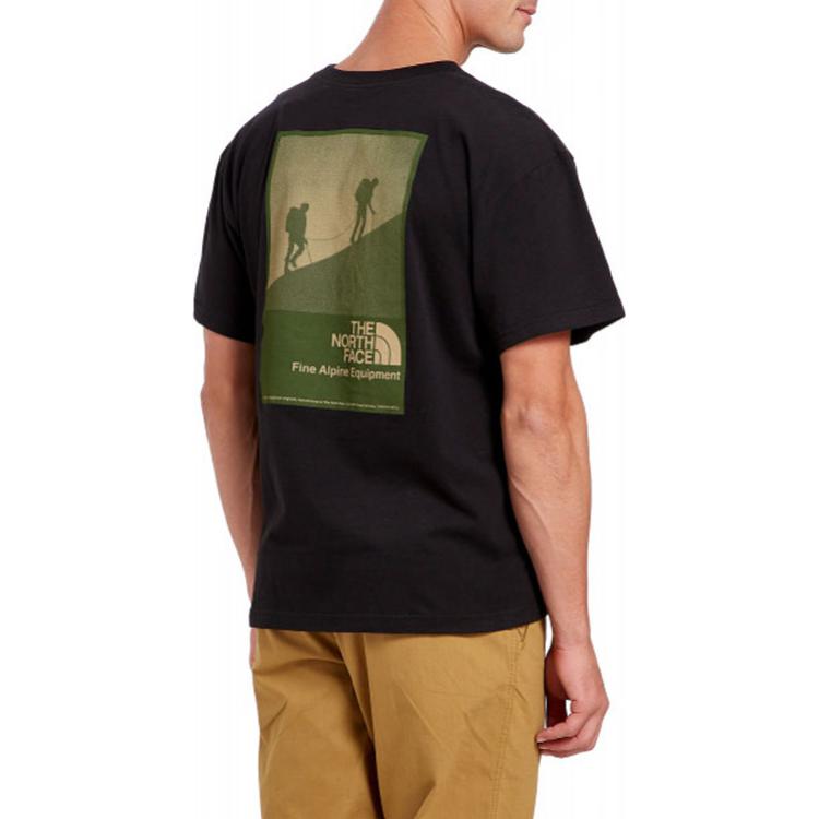 Men's THE NORTH FACE Back Character Printing Short Sleeve Black NF0A4AA6JK3