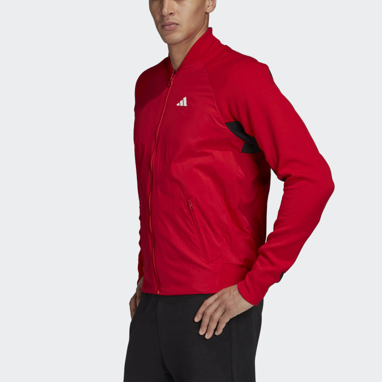 adidas Back Embroidered Pattern Casual Sports Jacket Red FM9972