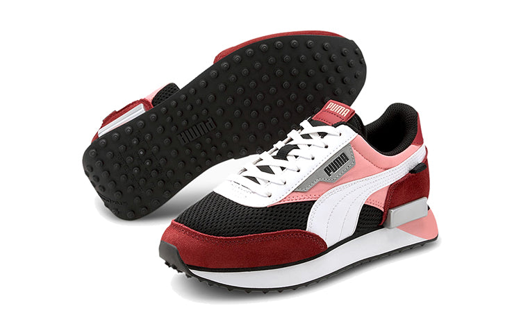 (GS) PUMA Future Rider Galaxy Low Top Running Shoes Black/White/Red 374424-03