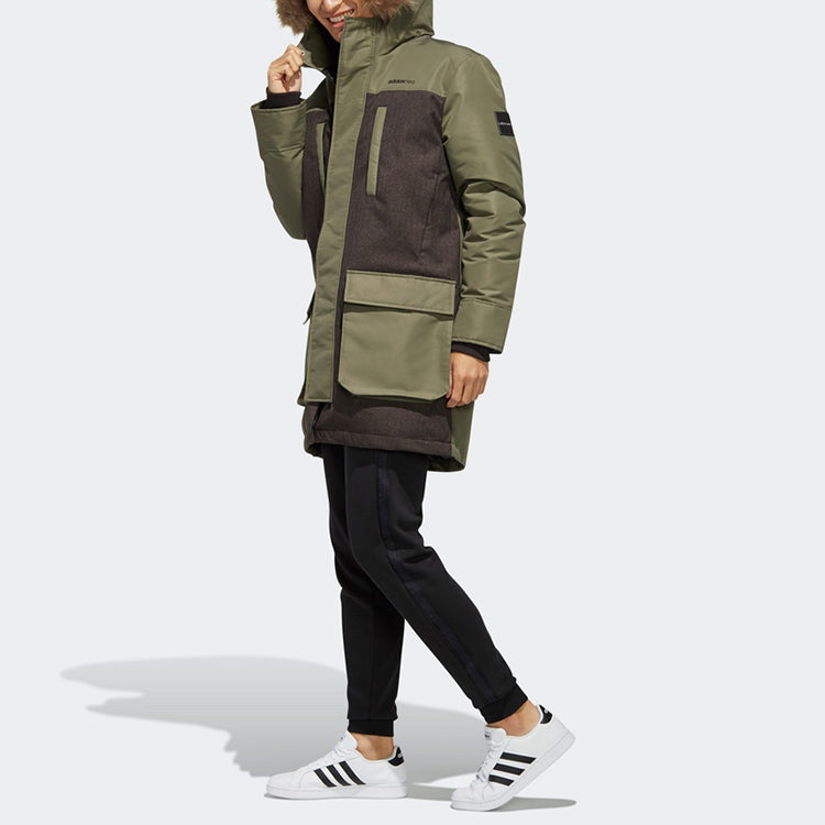 adidas neo M STRT Down PRK Sports hooded Stay Warm Down Jacket Khaki Brown EI4396