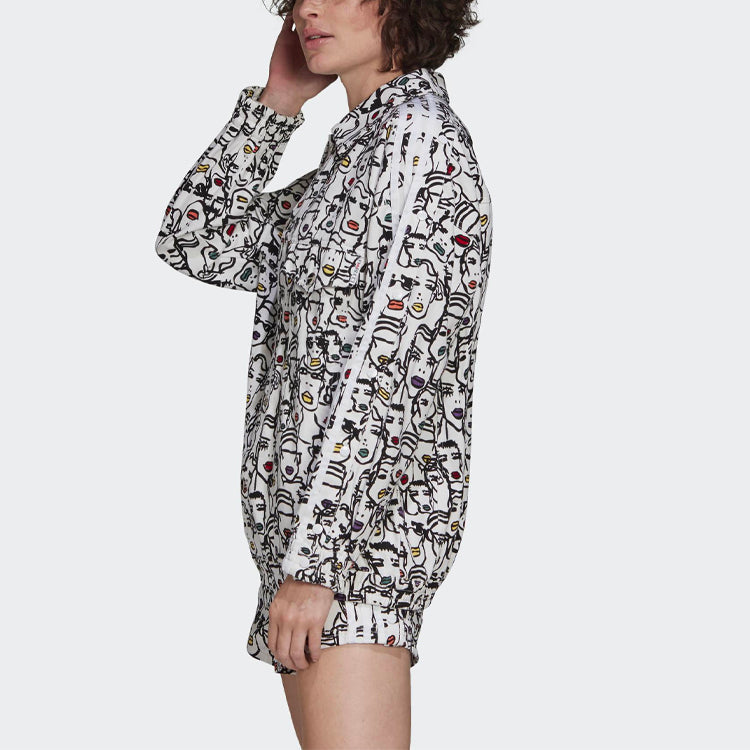 (WMNS) adidas Originals x Fiorucci Face logo Print Jacket 'Black White' FL4136