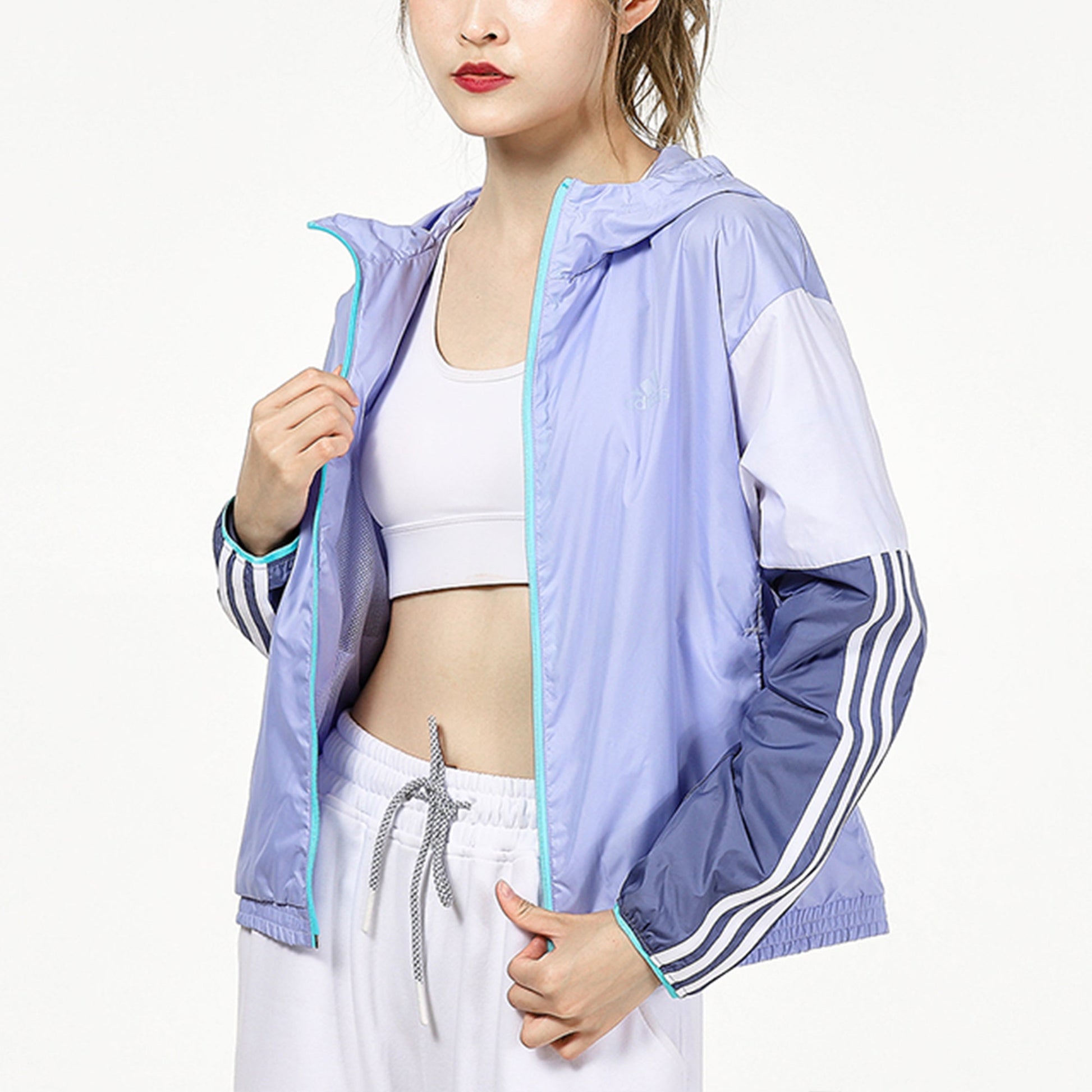 (WMNS) adidas Fi W Wb Color Contrasting Colors Woven Sports Hooded Jacket Light Purple H09723
