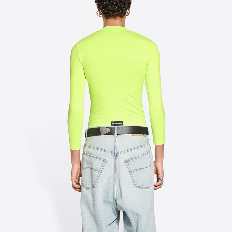 Balenciaga Crewneck Long Sleeve Top 'Fluo Yellow' 704103TMVB77204