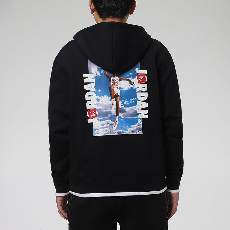 Air Jordan MENS Logo Print Fleeced Sports Hooded Jacket Black CV2356-010
