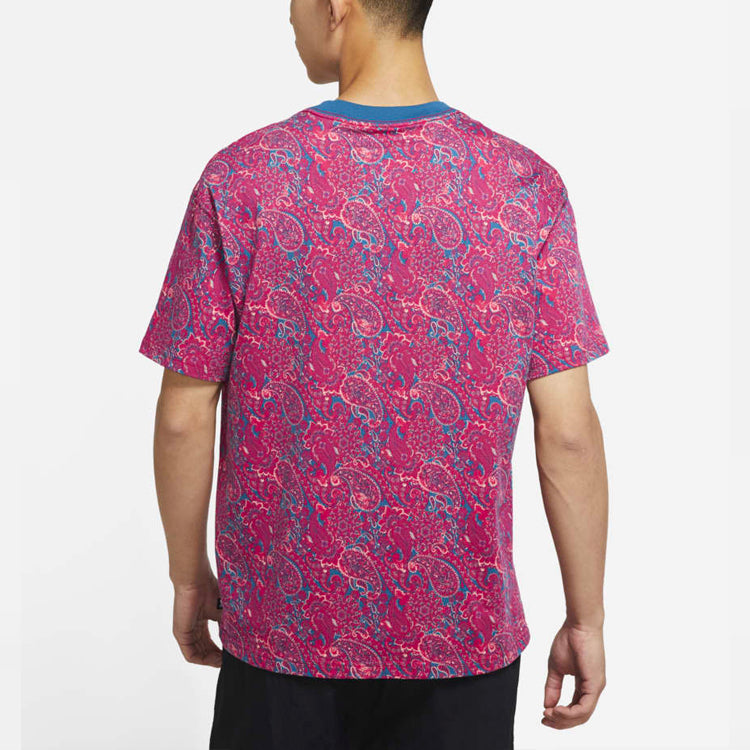Men's Nike Curved Teardrop Printing Cotton Short Sleeve Red T-Shirt DN7304-662
