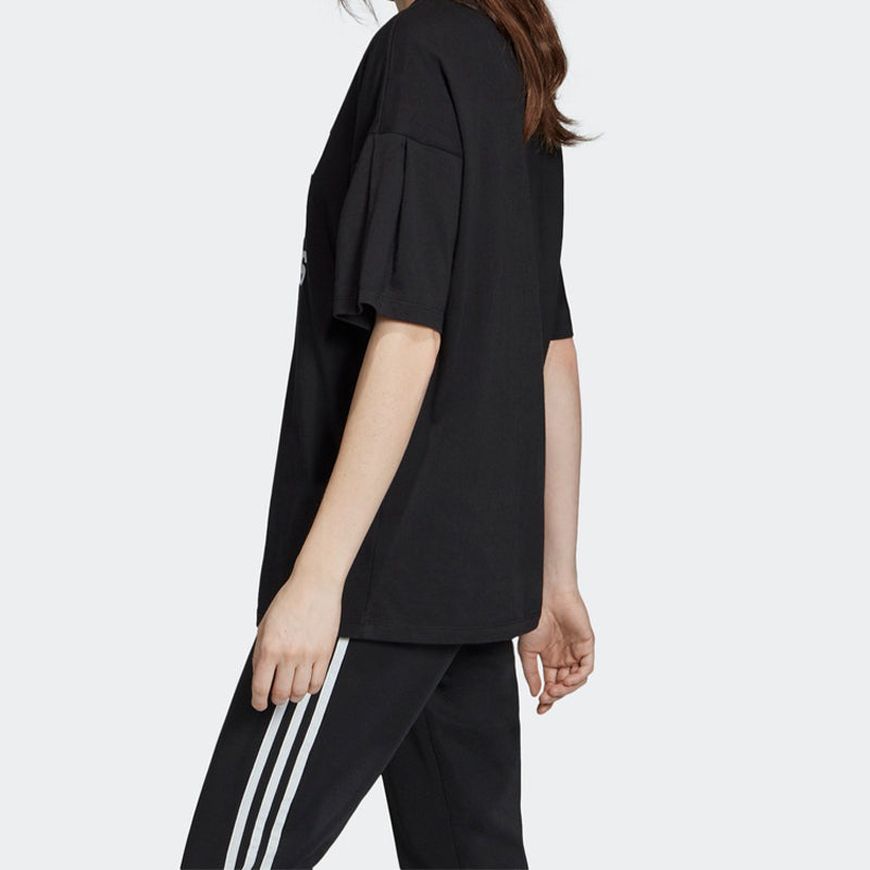 (WMNS) adidas originals logo T-shirt 'Black White' EC1884