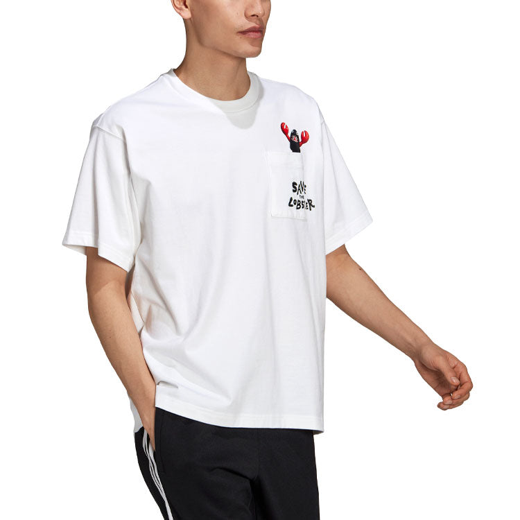 adidas originals Artist Tee Ss Dragon Pattern Pocket Short Sleeve White HA4688