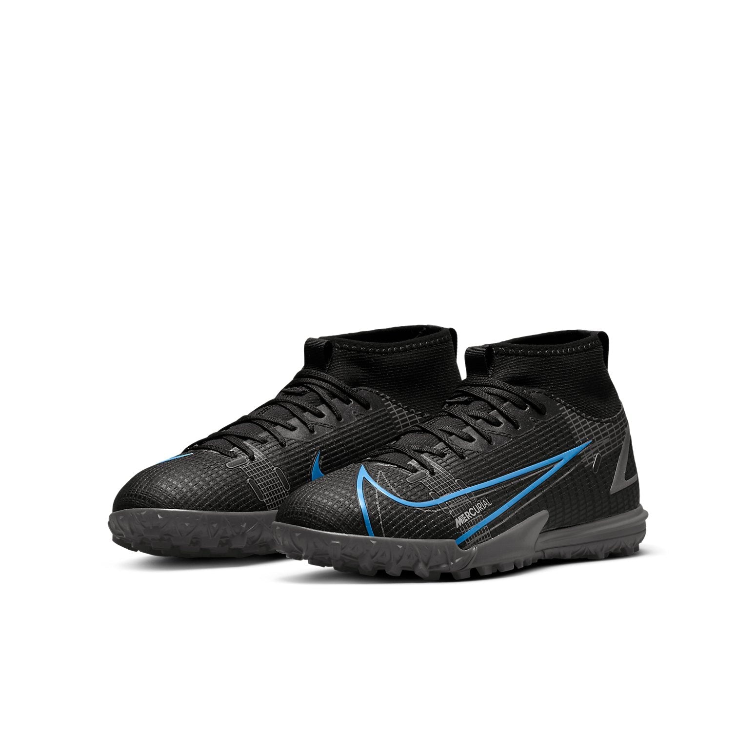 (GS) Nike Jr Mercurial Superfly 8 Academy TF Turf Soccer Shoes 'Black Blue' CV0789-004