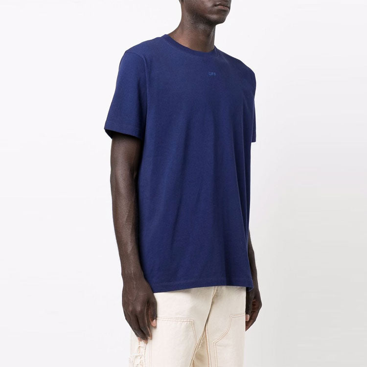 Off-White FW21 Arrow Printing Round Neck Short Sleeve Ordinary Version Blue OMAA027F21JER0074545