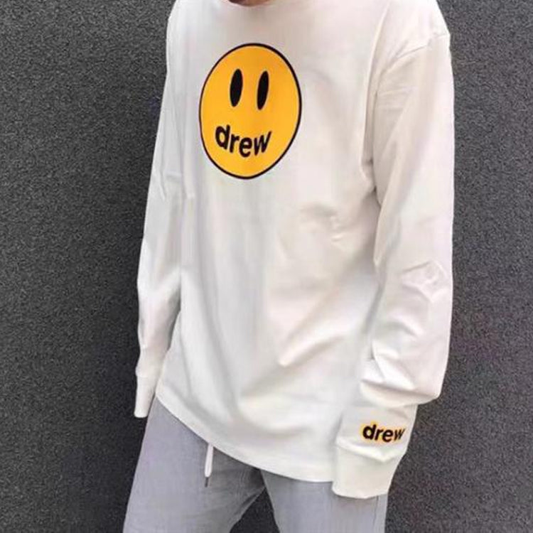Drew House Mascot Loose Smiling Face Round Neck Long Sleeves Unisex White DR1083