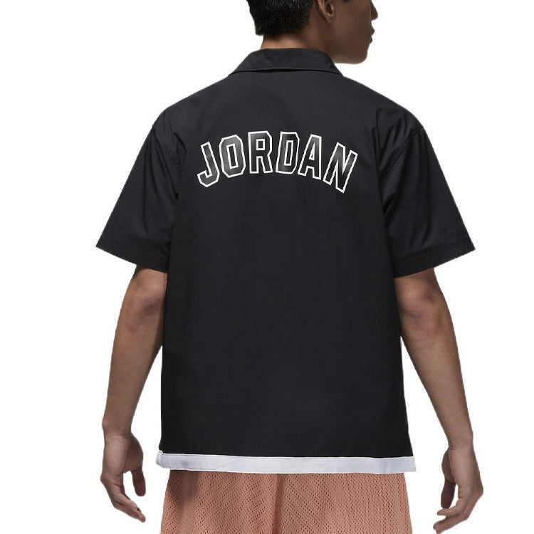 Men's Air Jordan Logo Embroidered Casual Short Sleeve Shirt Black DM1417-010