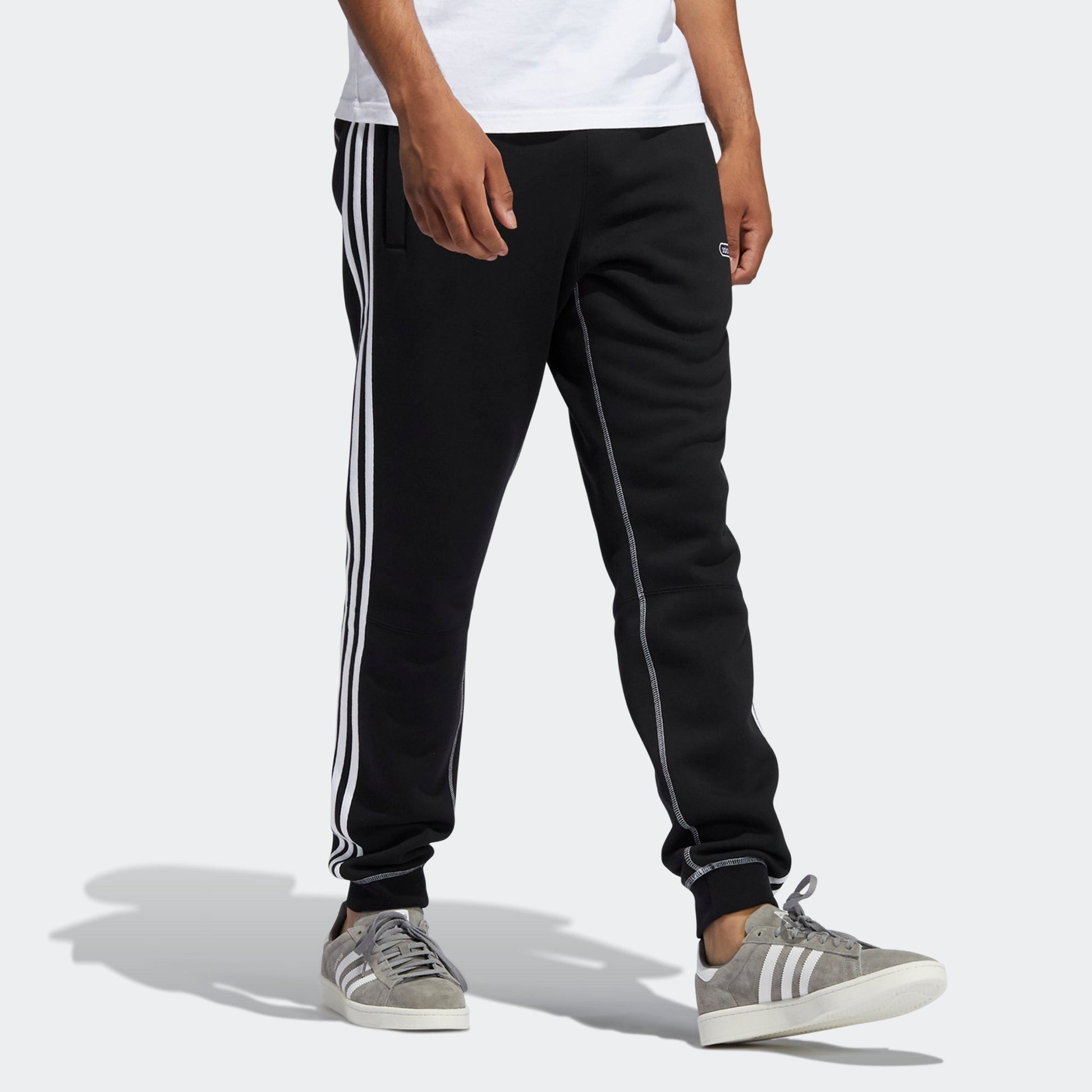 adidas originals Cntrst Stitch S Contrasting Colors Fleece Lined Stay Warm Bundle Feet Sports Pants Black GN3888