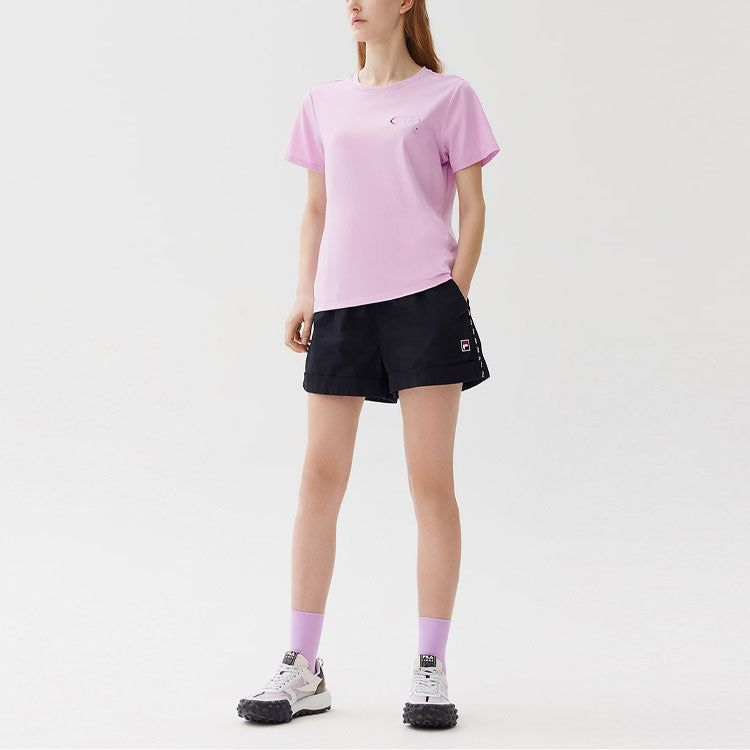 (WMNS) FILA Logo Printing Casual Sports Short Sleeve Purple F11W128160F-VT