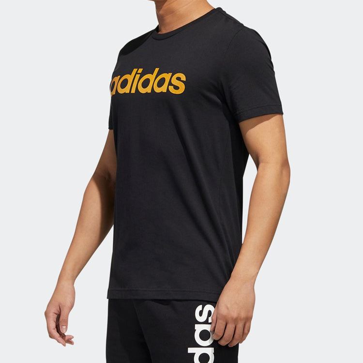 adidas neo Sports Round Neck logo Printing Short Sleeve Black FP7441