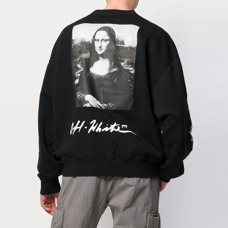Off-White SS19 Back Mens Logo Mona Lisa Round Neck Sweater OMBA035S190030051020