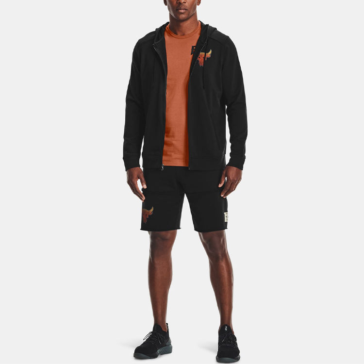 Men's Under Armour Project Rock Alphabet Pattern Printing Zipper Black 1361749-001