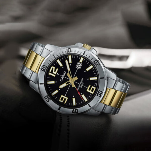CASIO Stainless Steel Strap Quartz Waterproof Mens Silver Analog MTP-VD01SG-1B