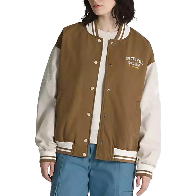 (WMNS) Vans Music Lovers Club Bomber Jacket 'Brown Beige' VN0007580E0