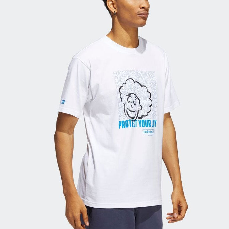 adidas Cartoon Character Pattern Printing Round Neck Short Sleeve Japanese Version White T-Shirt HC0176