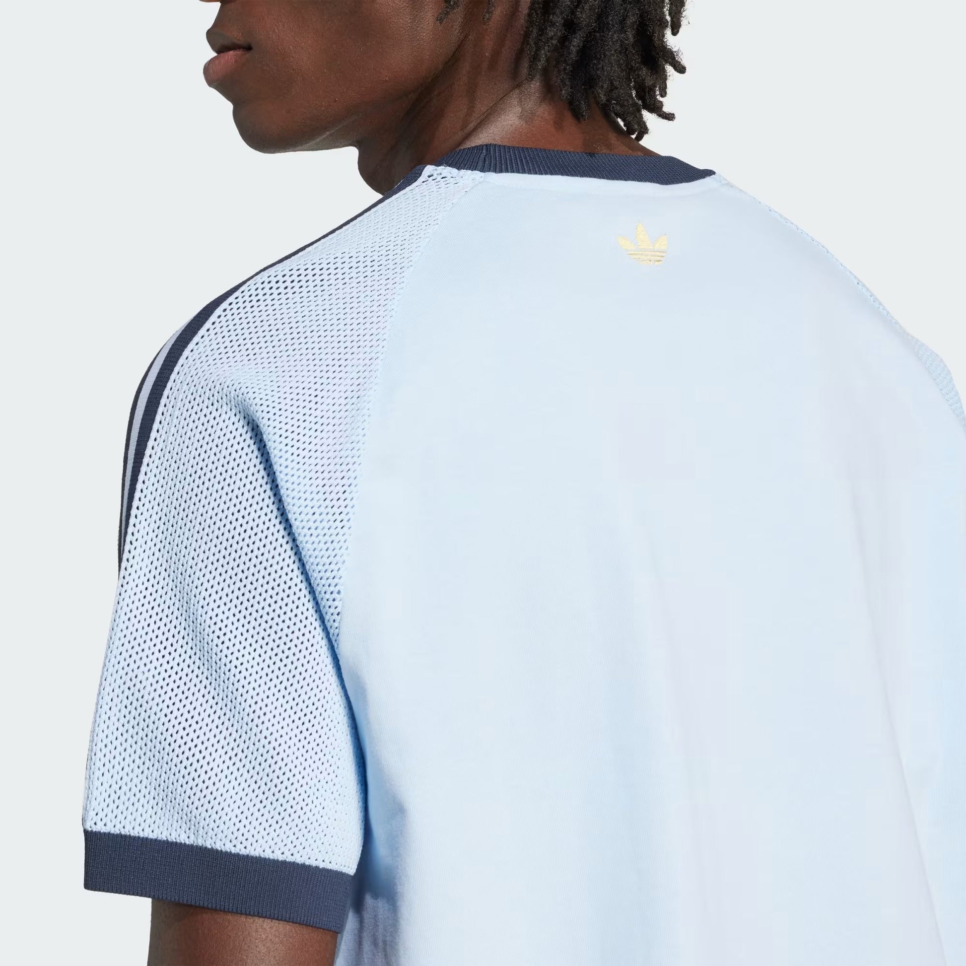 adidas Premium Knitted T-Shirt Asia Sizing 'Clear Sky' JN5557