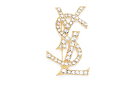 SAINT LAURENT Pre Owned Cassandre Rhinestone embellished Brooch