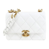 CHANEL Lambskin Flap Bag, Crossbody Bag, Shoulder Bag Women's White