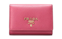 PRADA Cow Leather Wallet Women's Pink Peony