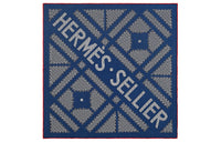 HERMES Silk Scarves Women's Marine Blue/White