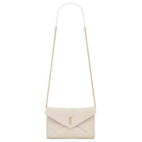 SAINT LAURENT CASSANDRE Sheepskin Shoulder Bag Small Size Women's Vintage White