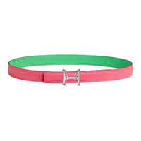 HERMES Calfskin Leather Belts Women's Azalea Pink Width 2.4cm