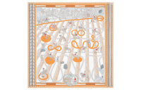 HERMES Silk Scarves Women's Orange/White/Blue