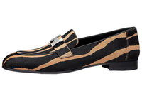 HERMES Paris Vaux Moire Women's Casual Shoes Women's Black Camel