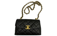 CHANEL 23P SS Cow Leather Shoulder Bag Crossbody Bag Women's Black
