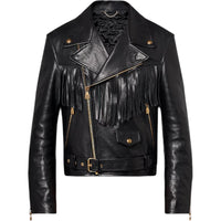 LOUIS VUITTON Fringed Leather Biker Jacket