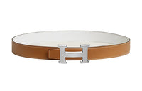 HERMES Leather Belts Unisex Gold/White