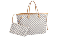LOUIS VUITTON Canvas With Leather Tote Bag Shopping Bag Combo One Shoulder Handbag Large Size Women's White