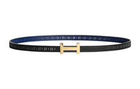 HERMES Cut-Out Floral Pattern Gold Buckle Epsom Calfskin Double-Sided Leather Belt Women's Black Width: 1.3cm