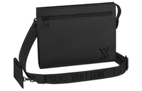 LOUIS VUITTON Cow Leather Shoulder Bag Crossbody Bag Men's Black
