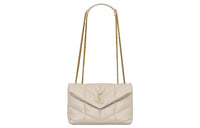SAINT LAURENT PUFFER Lambskin Portable Crossbody Bag, Shoulder Bag Women's White