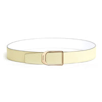 HERMES Calfskin Metal Brass Leather Belts Unisex Yellow/White Width: 3.8CM